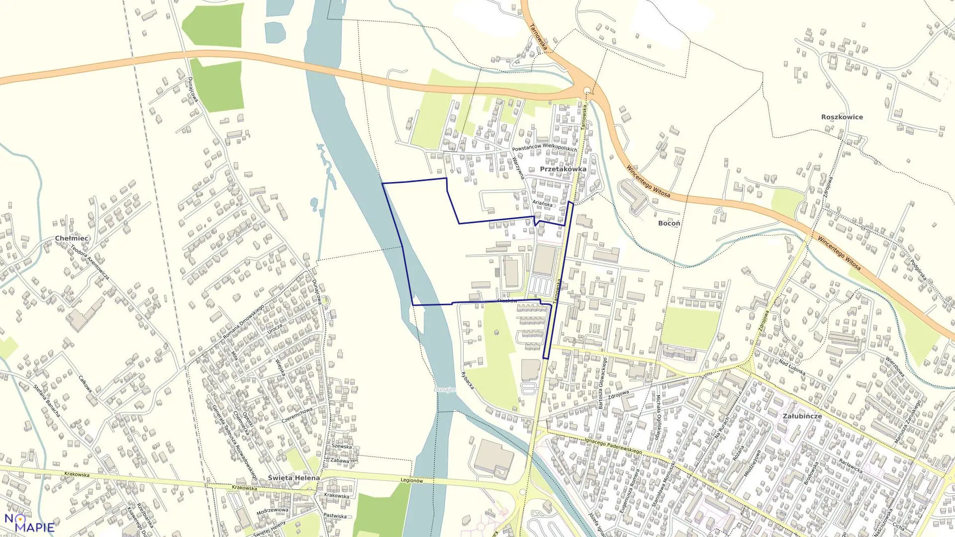 Mapa obrębu 011 w mieście Nowy Sącz