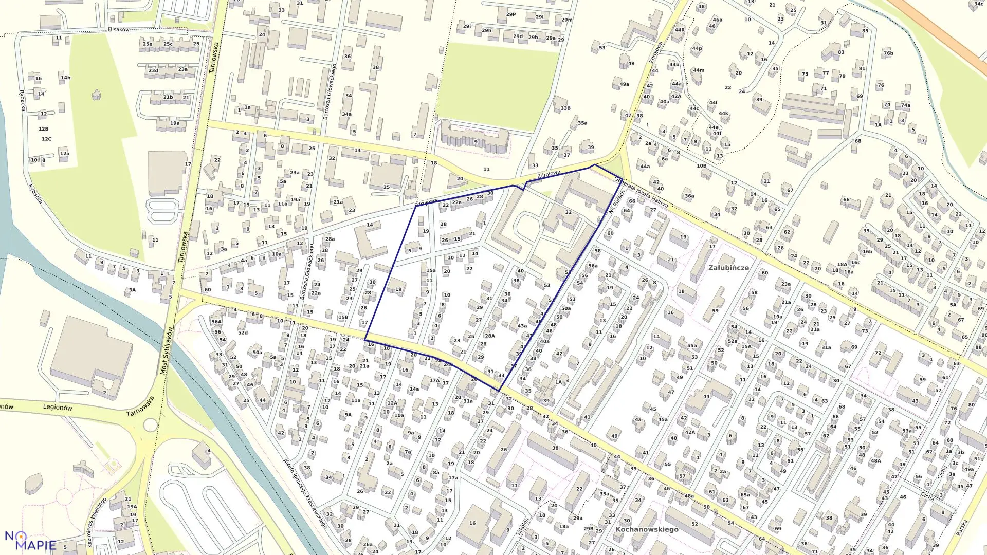 Mapa obrębu 014 w mieście Nowy Sącz