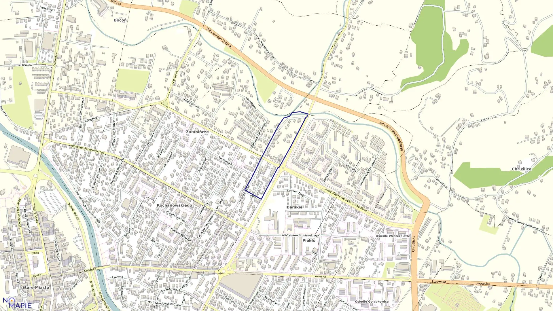 Mapa obrębu 017 w mieście Nowy Sącz