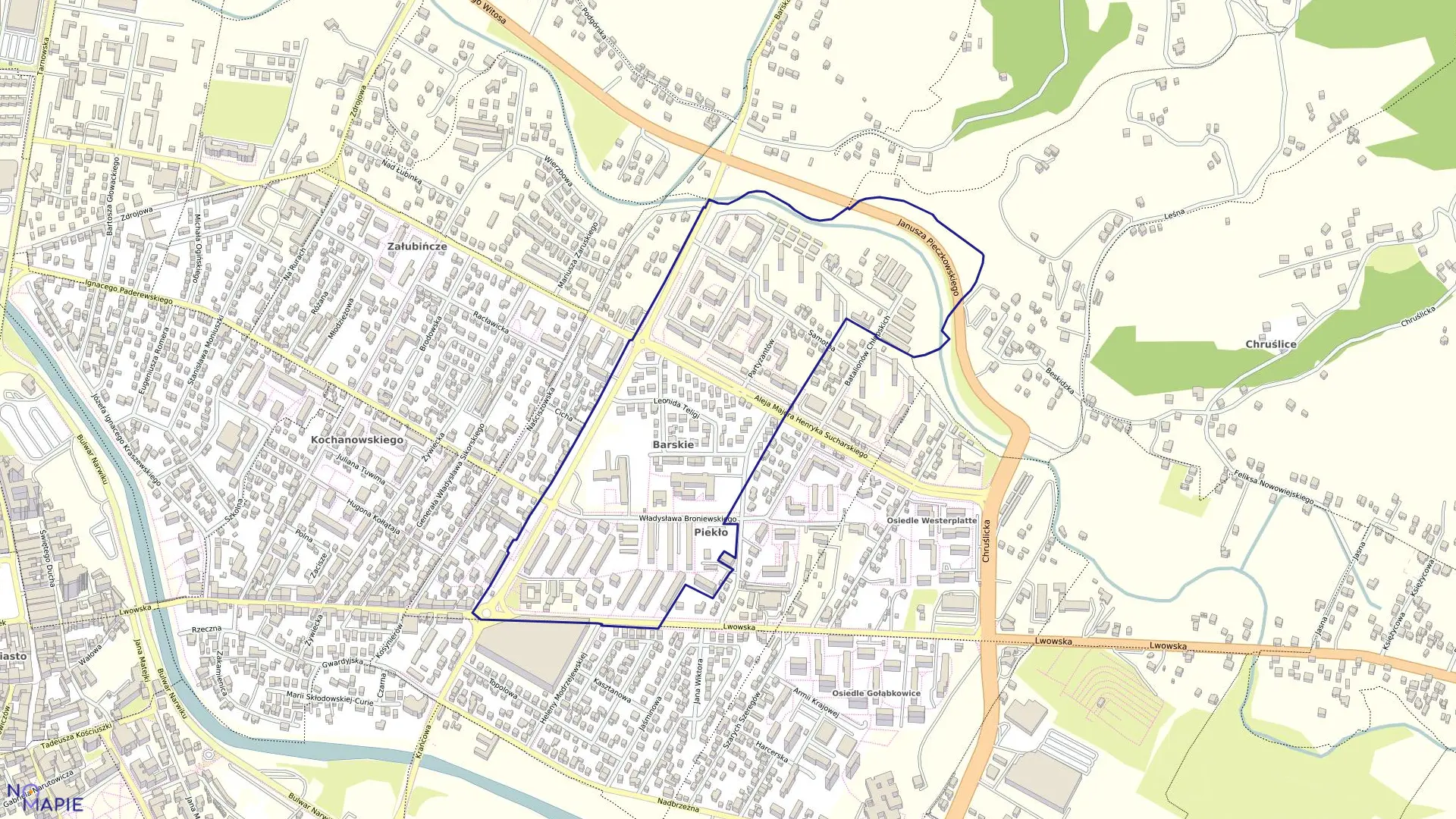 Mapa obrębu 019 w mieście Nowy Sącz