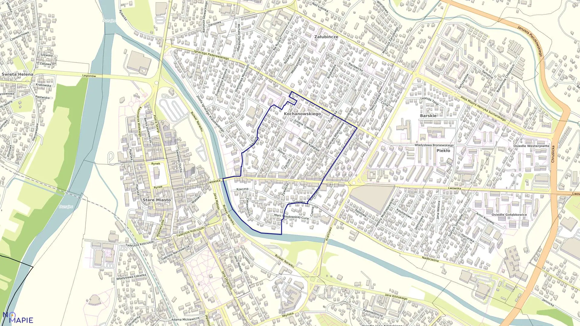 Mapa obrębu 020 w mieście Nowy Sącz