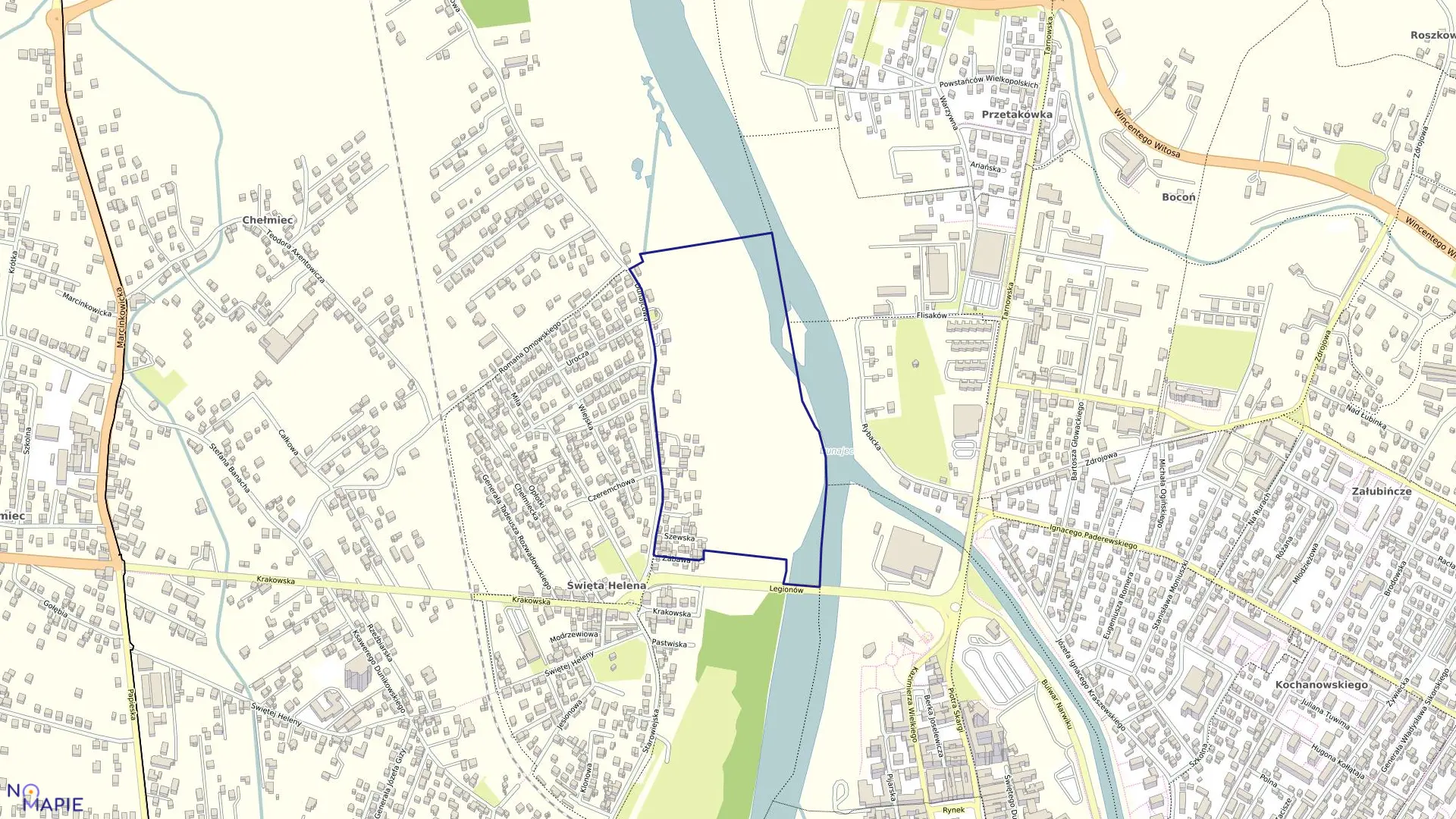 Mapa obrębu 023 w mieście Nowy Sącz