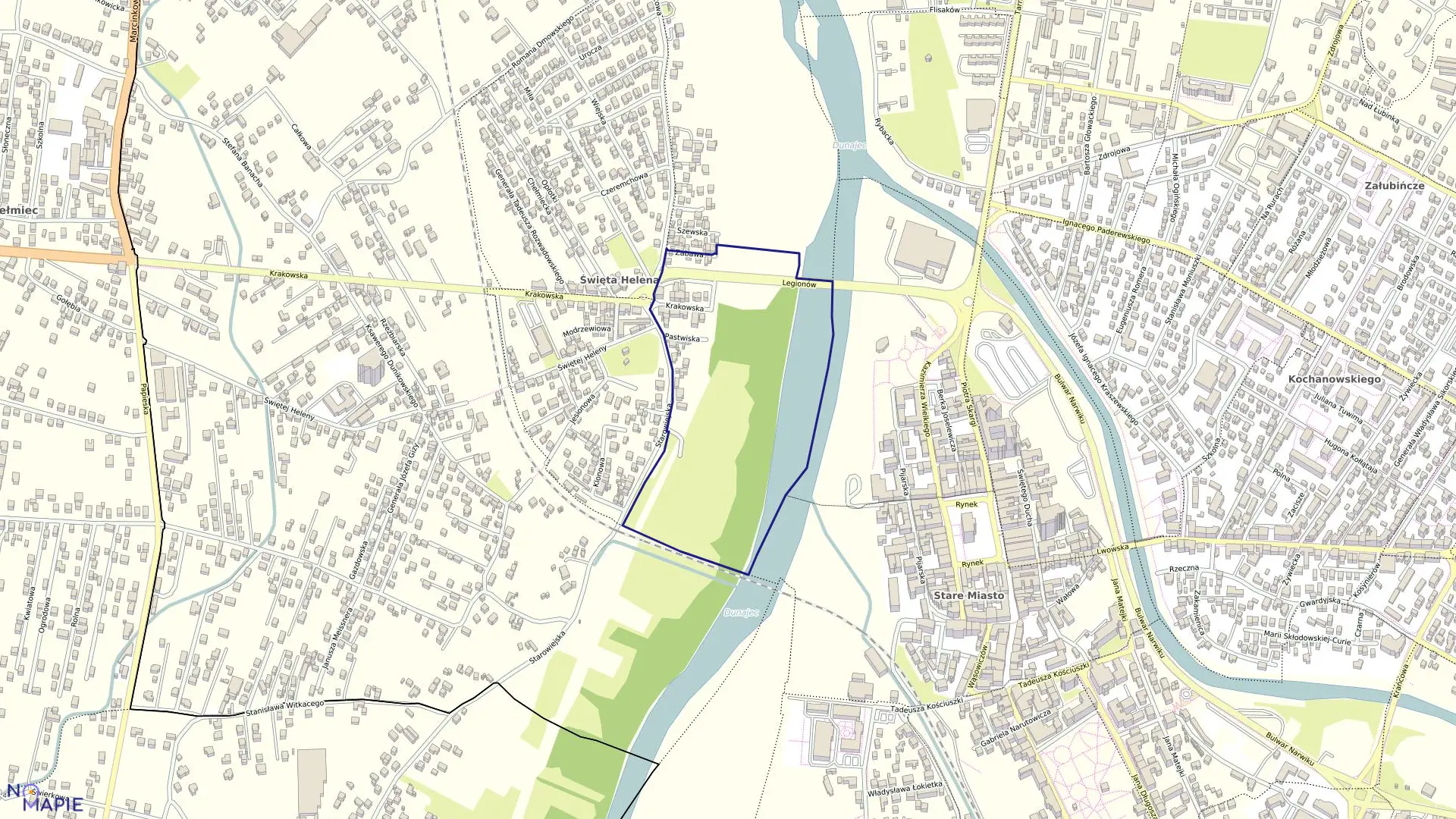 Mapa obrębu 026 w mieście Nowy Sącz