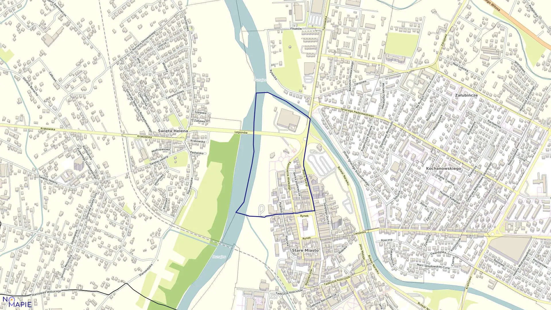 Mapa obrębu 027 w mieście Nowy Sącz