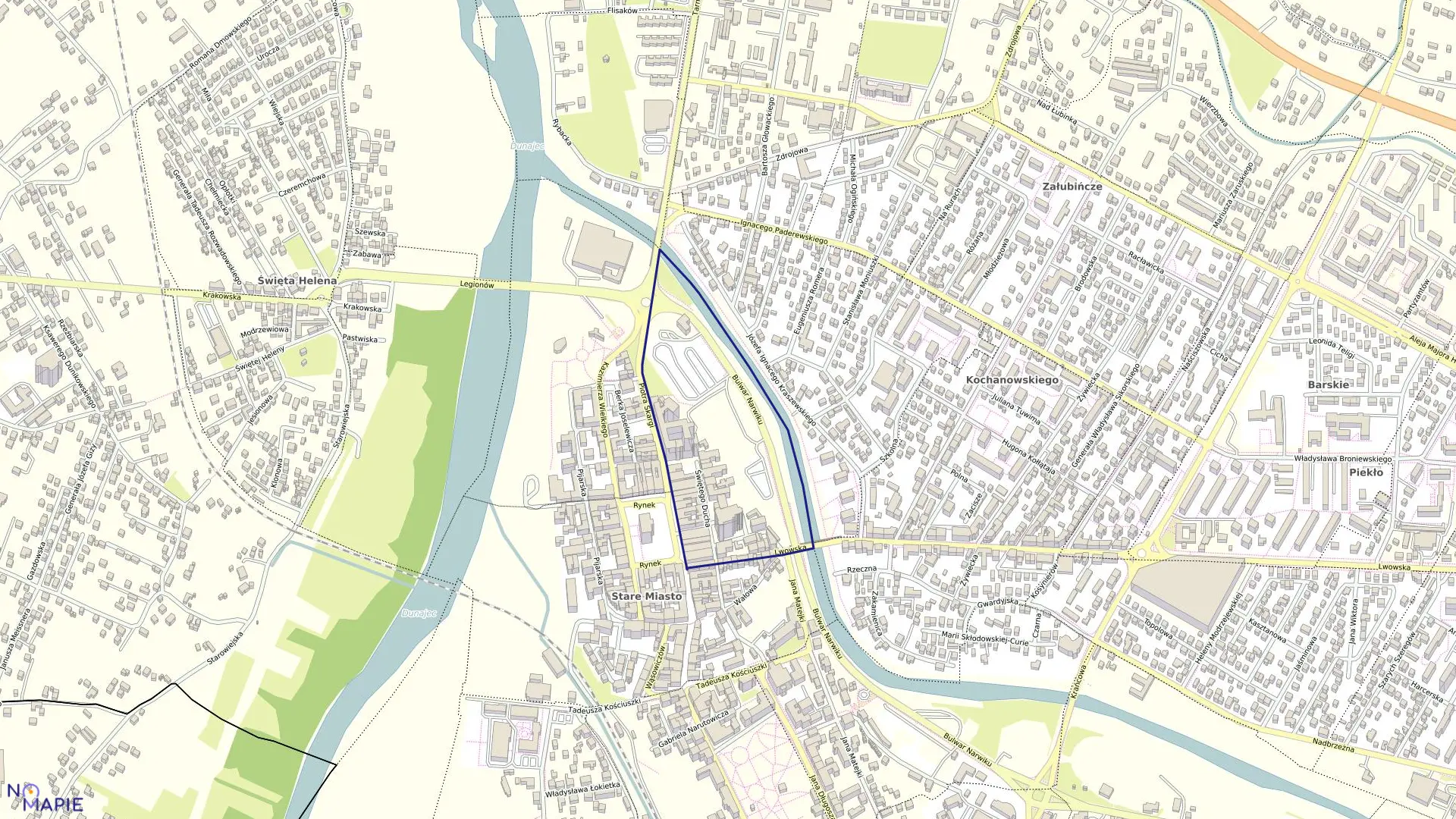 Mapa obrębu 028 w mieście Nowy Sącz