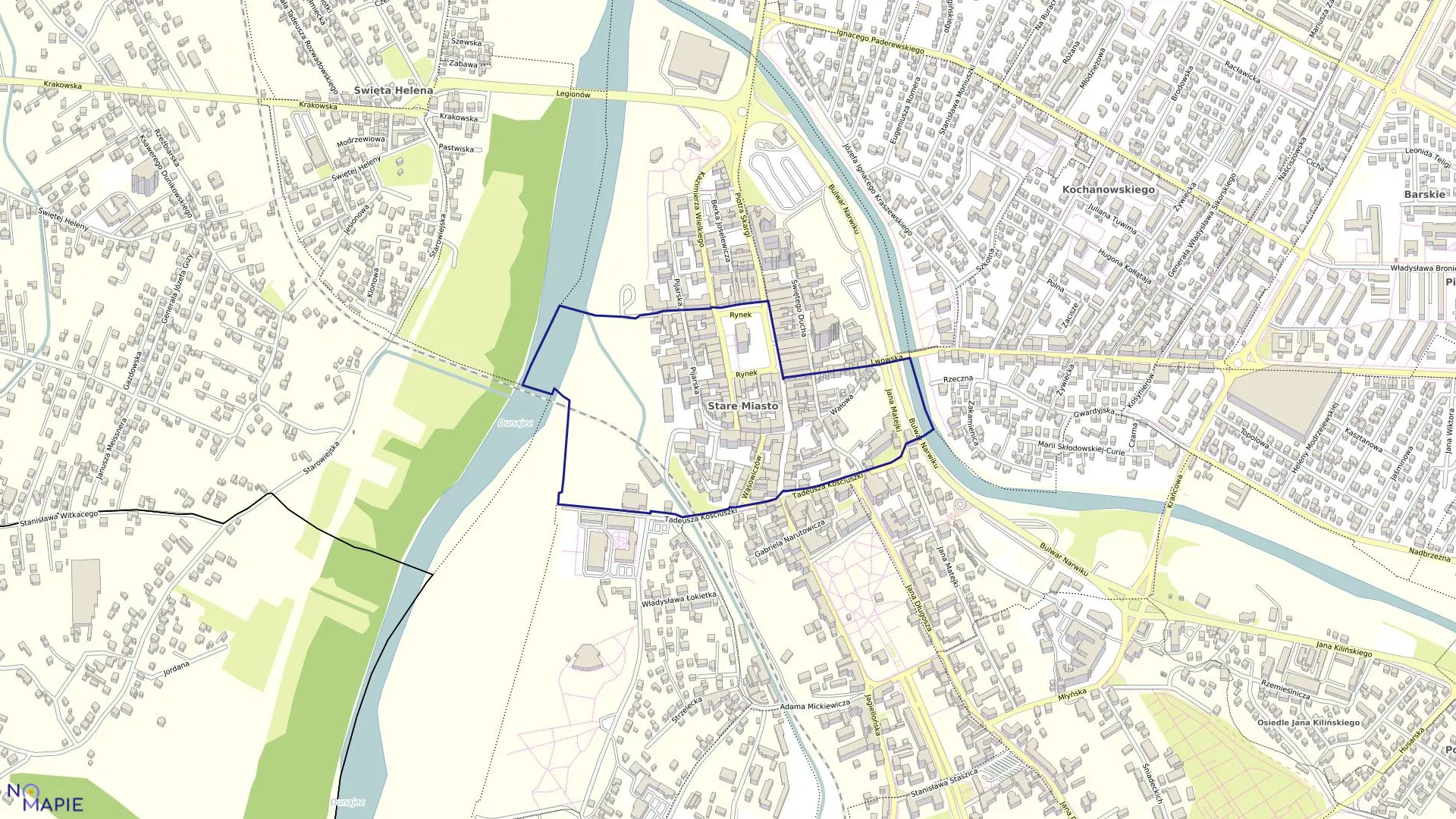 Mapa obrębu 029 w mieście Nowy Sącz