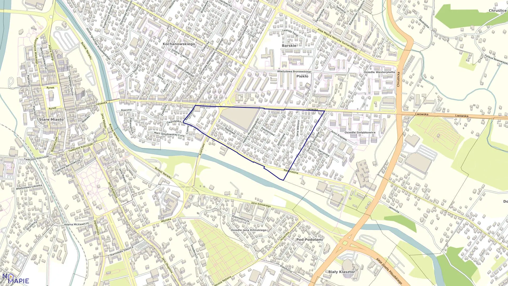 Mapa obrębu 030 w mieście Nowy Sącz