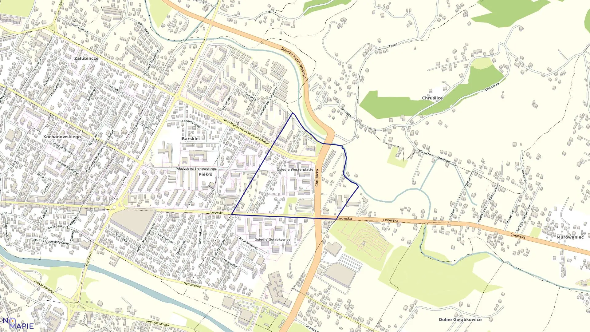 Mapa obrębu 032 w mieście Nowy Sącz