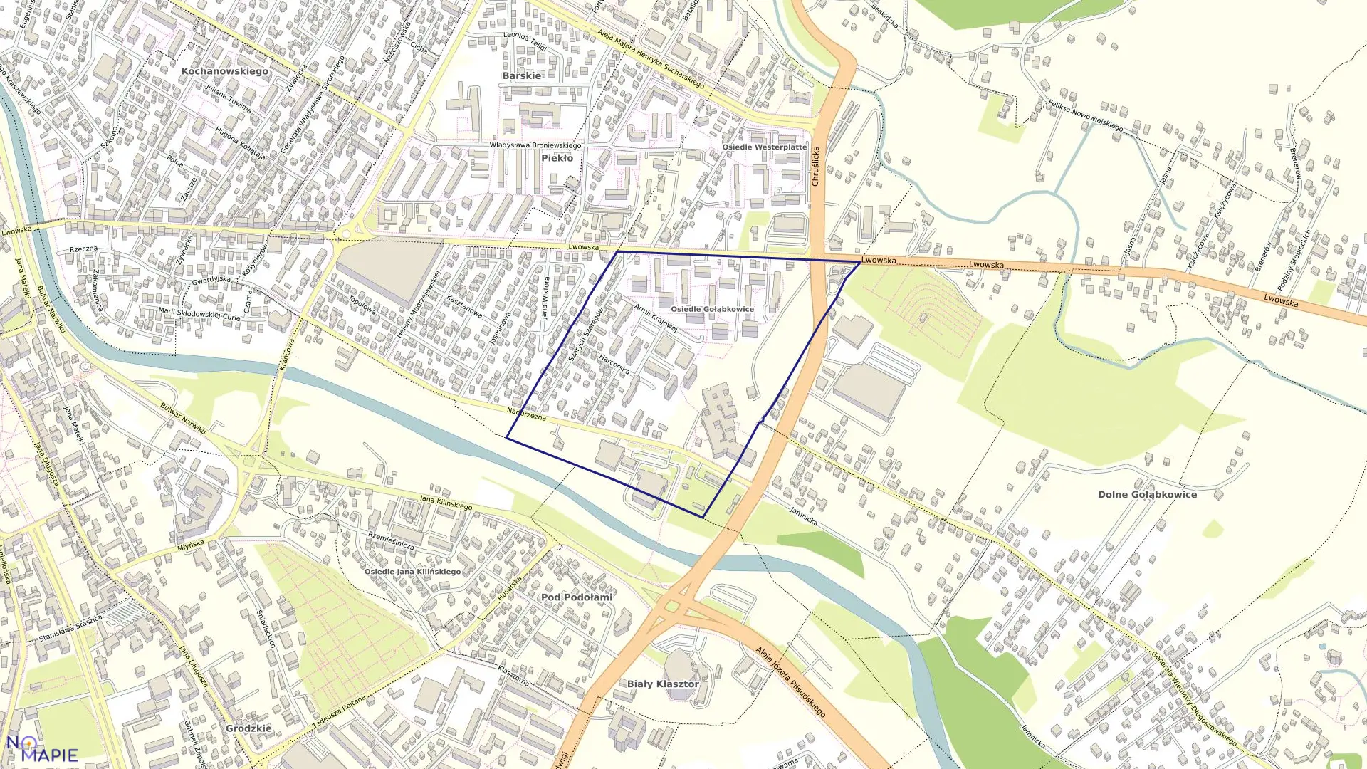 Mapa obrębu 034 w mieście Nowy Sącz