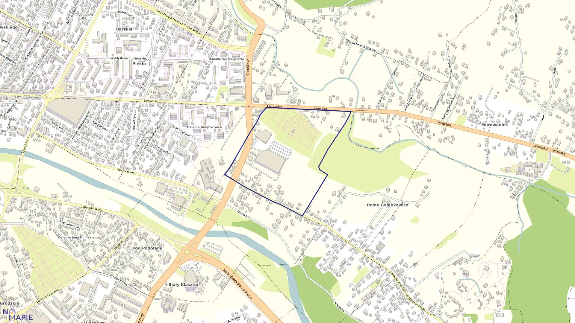 Mapa obrębu 035 w mieście Nowy Sącz