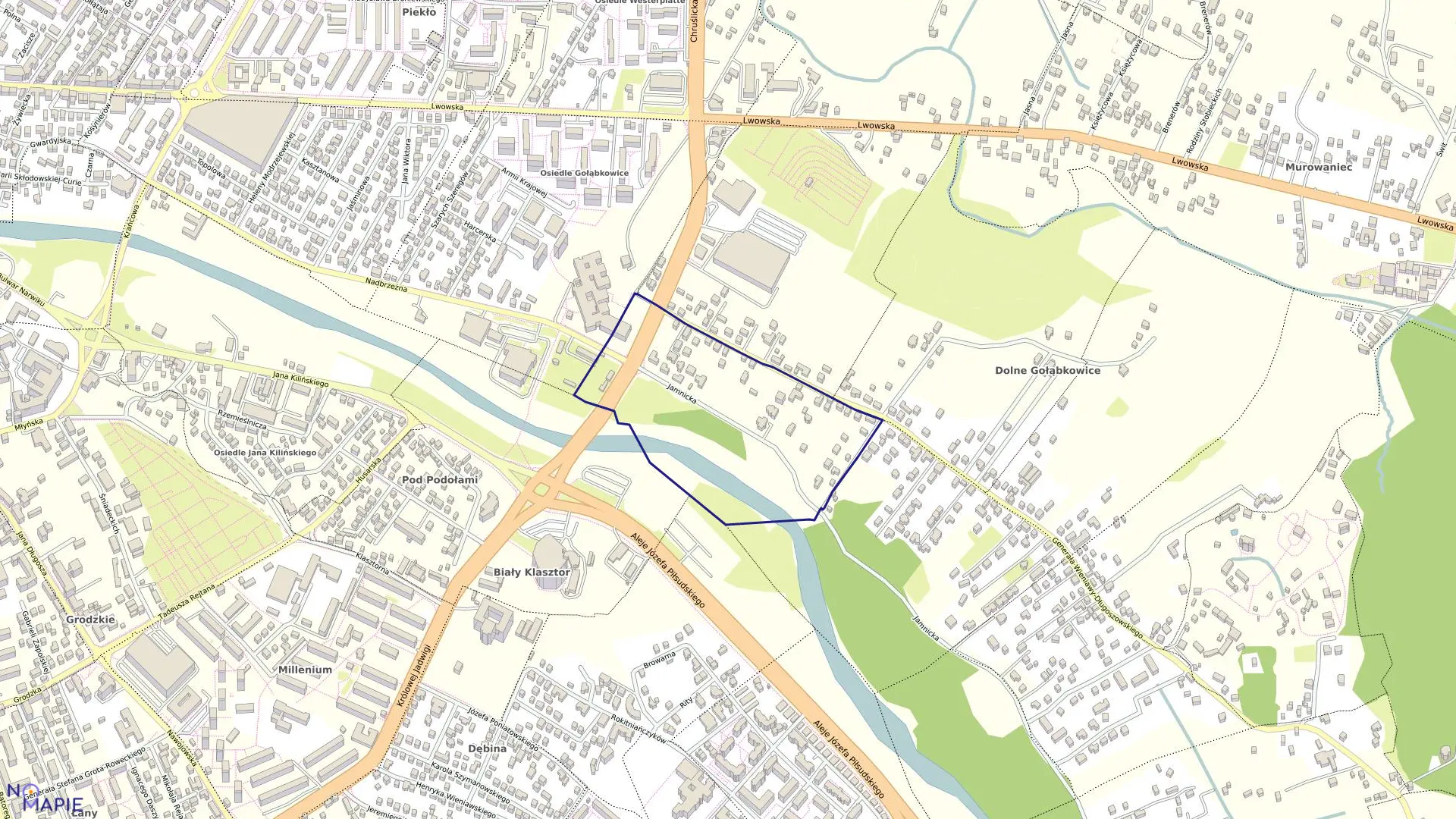 Mapa obrębu 037 w mieście Nowy Sącz