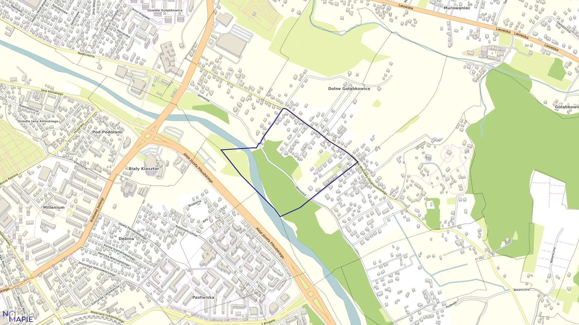 Mapa obrębu 038 w mieście Nowy Sącz