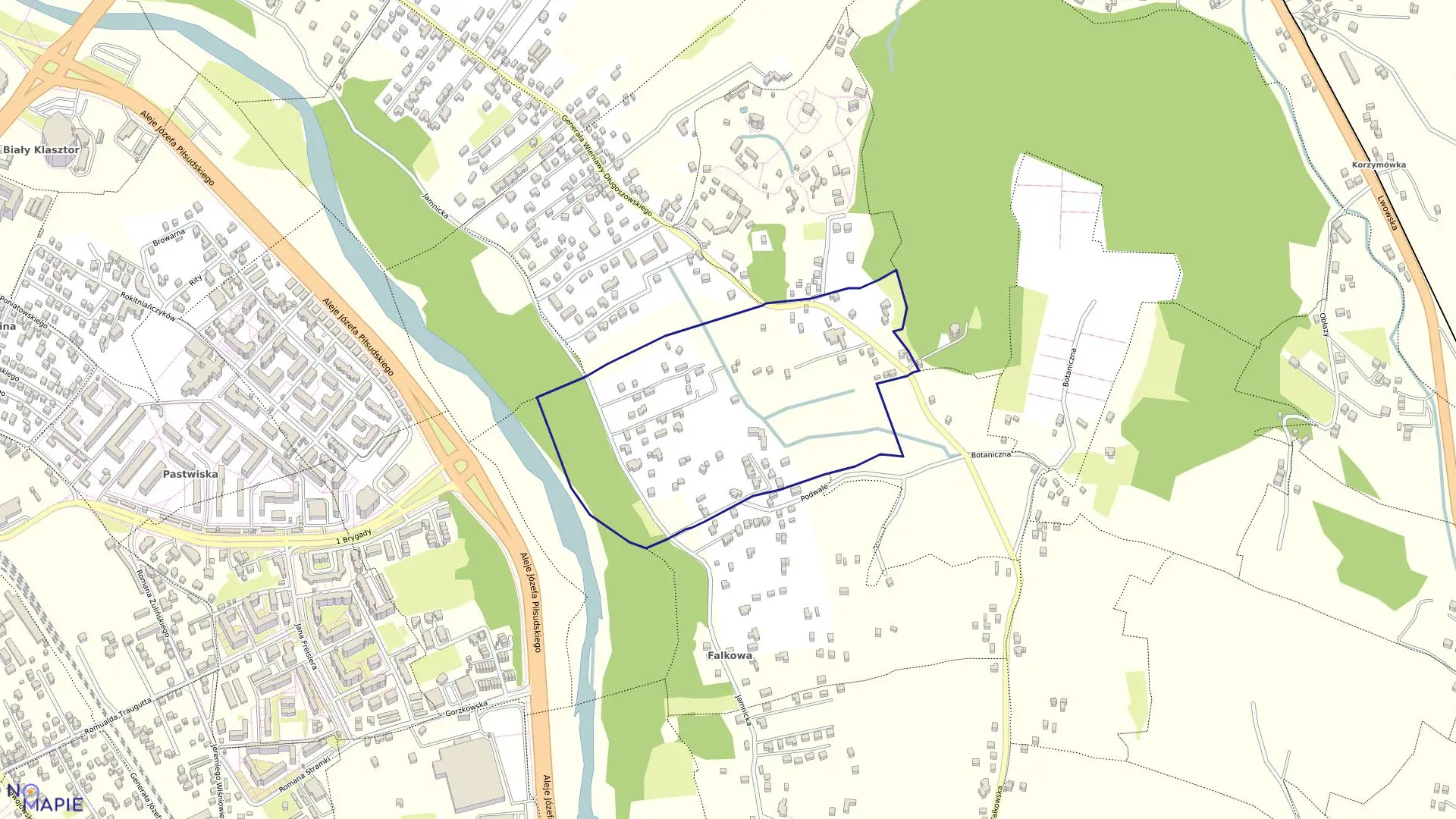 Mapa obrębu 044 w mieście Nowy Sącz