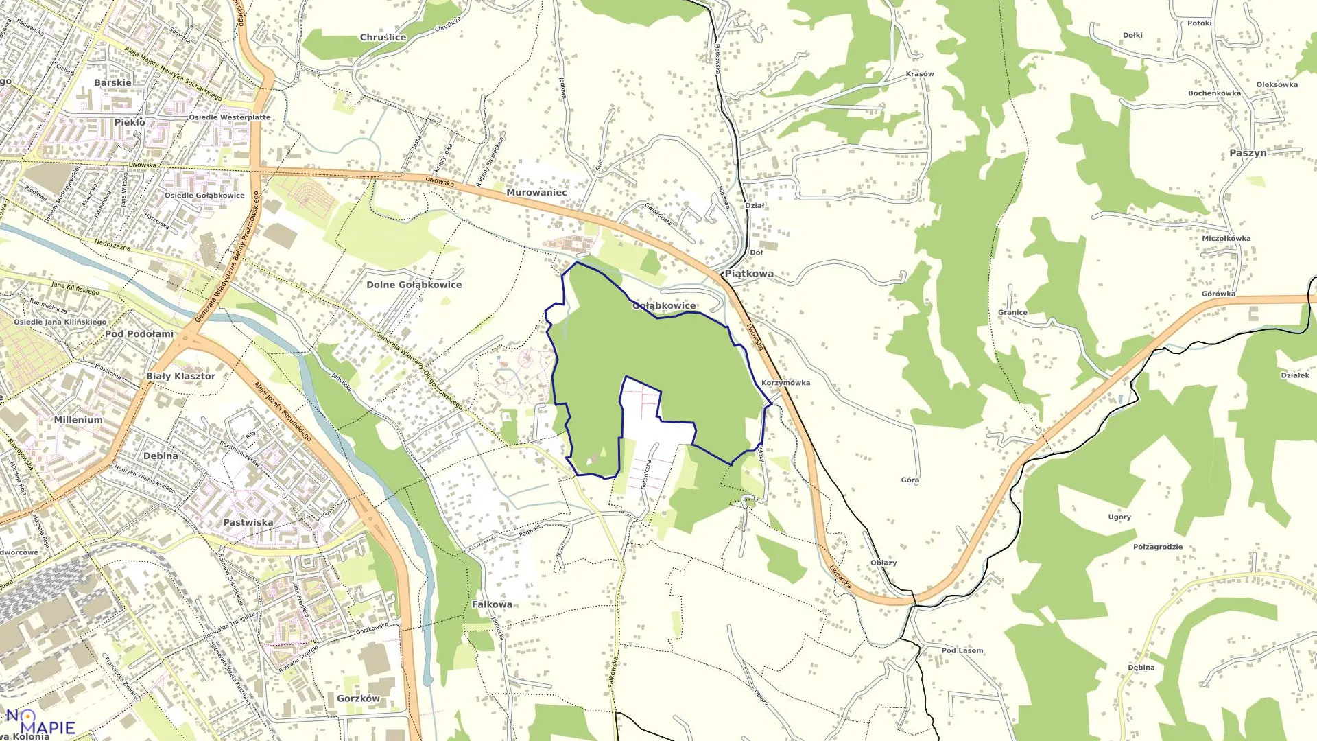 Mapa obrębu 046 w mieście Nowy Sącz