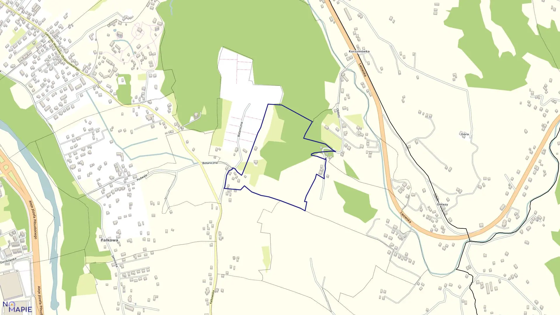 Mapa obrębu 048 w mieście Nowy Sącz