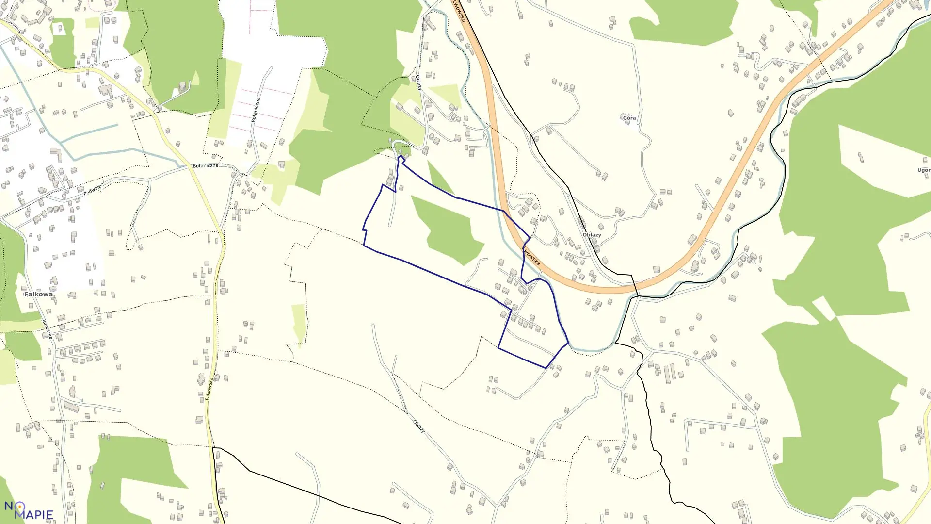 Mapa obrębu 050 w mieście Nowy Sącz