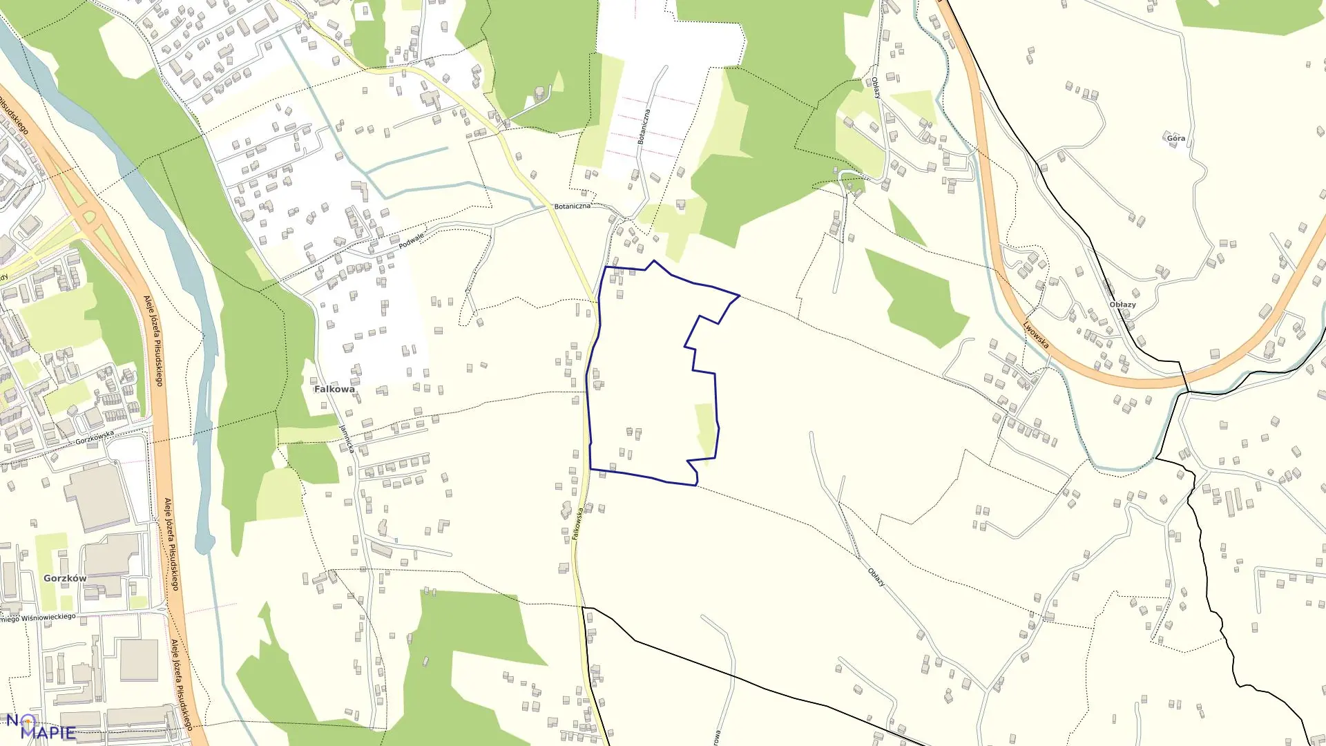 Mapa obrębu 055 w mieście Nowy Sącz