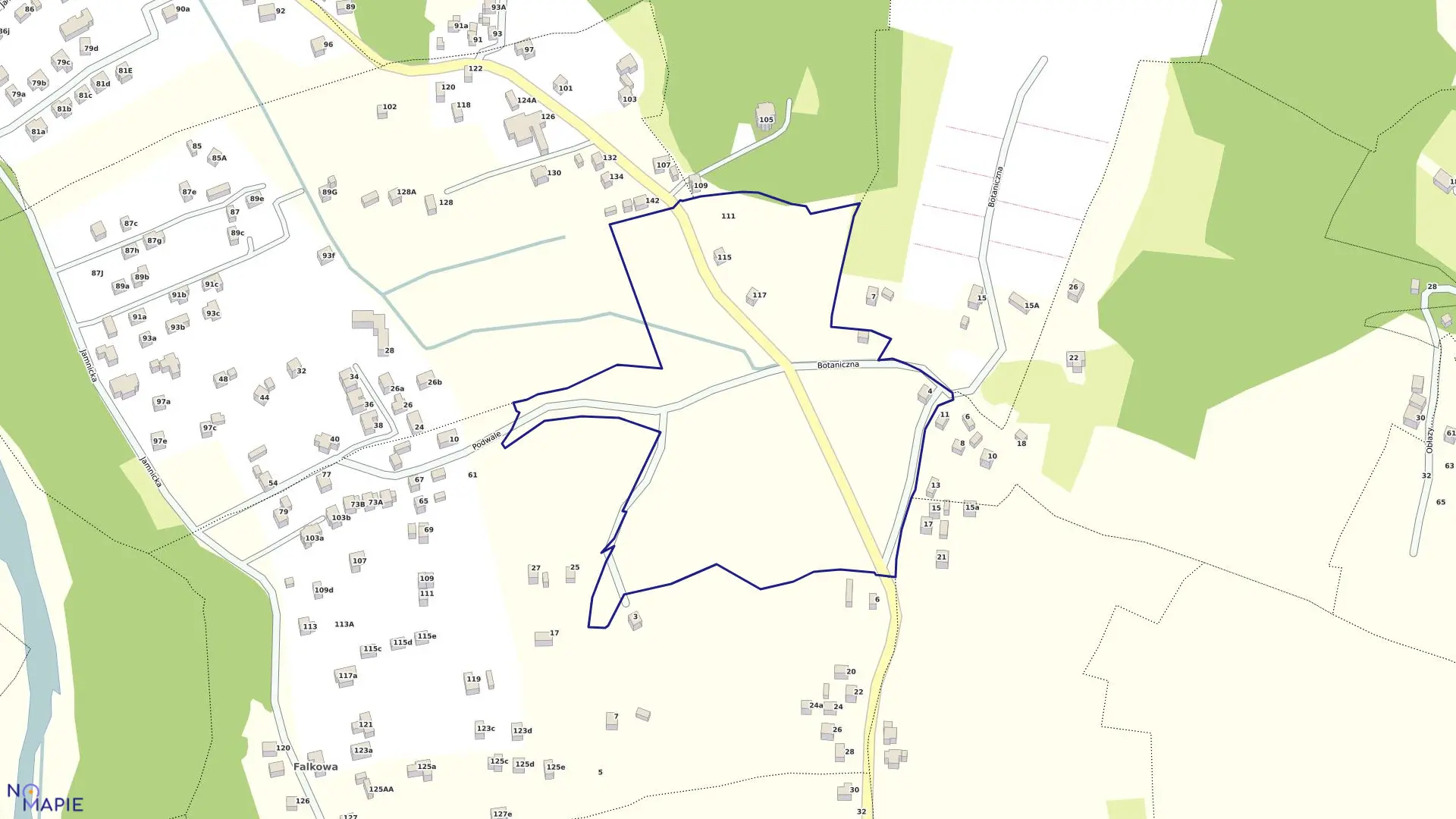 Mapa obrębu 056 w mieście Nowy Sącz