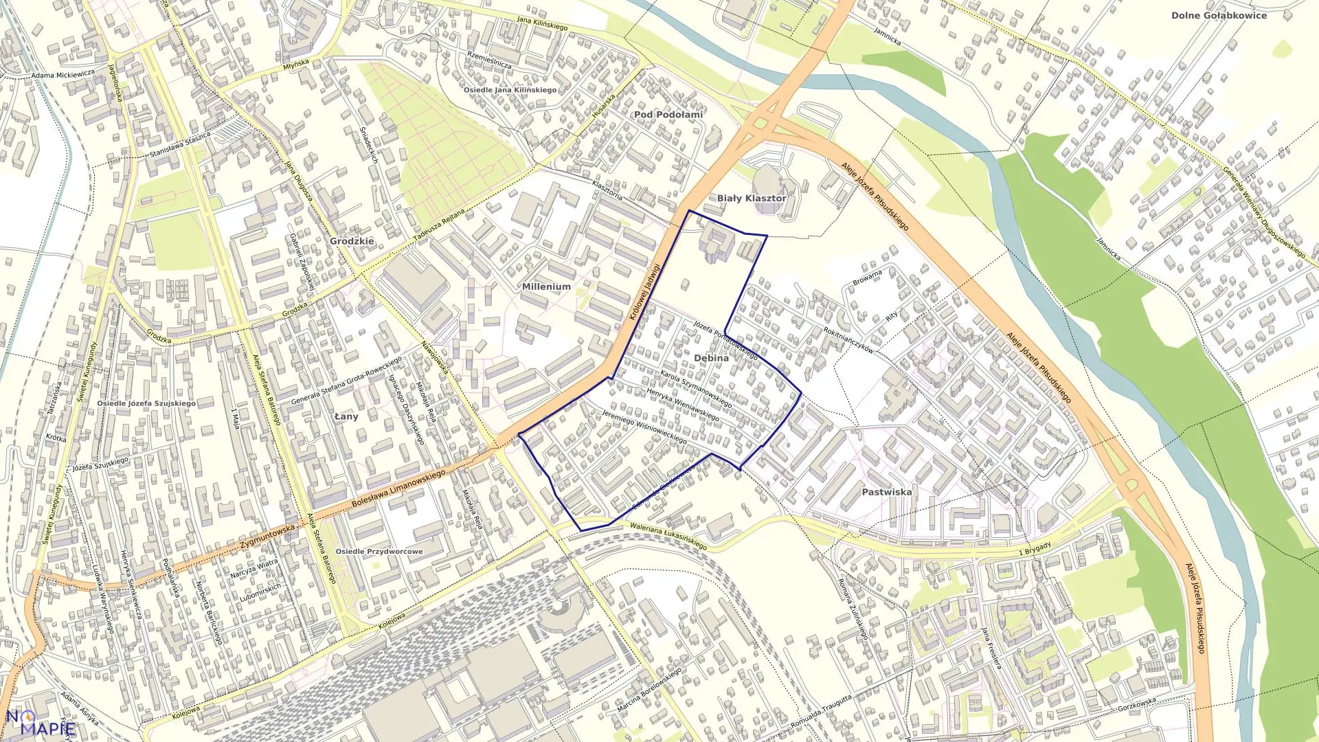 Mapa obrębu 070 w mieście Nowy Sącz