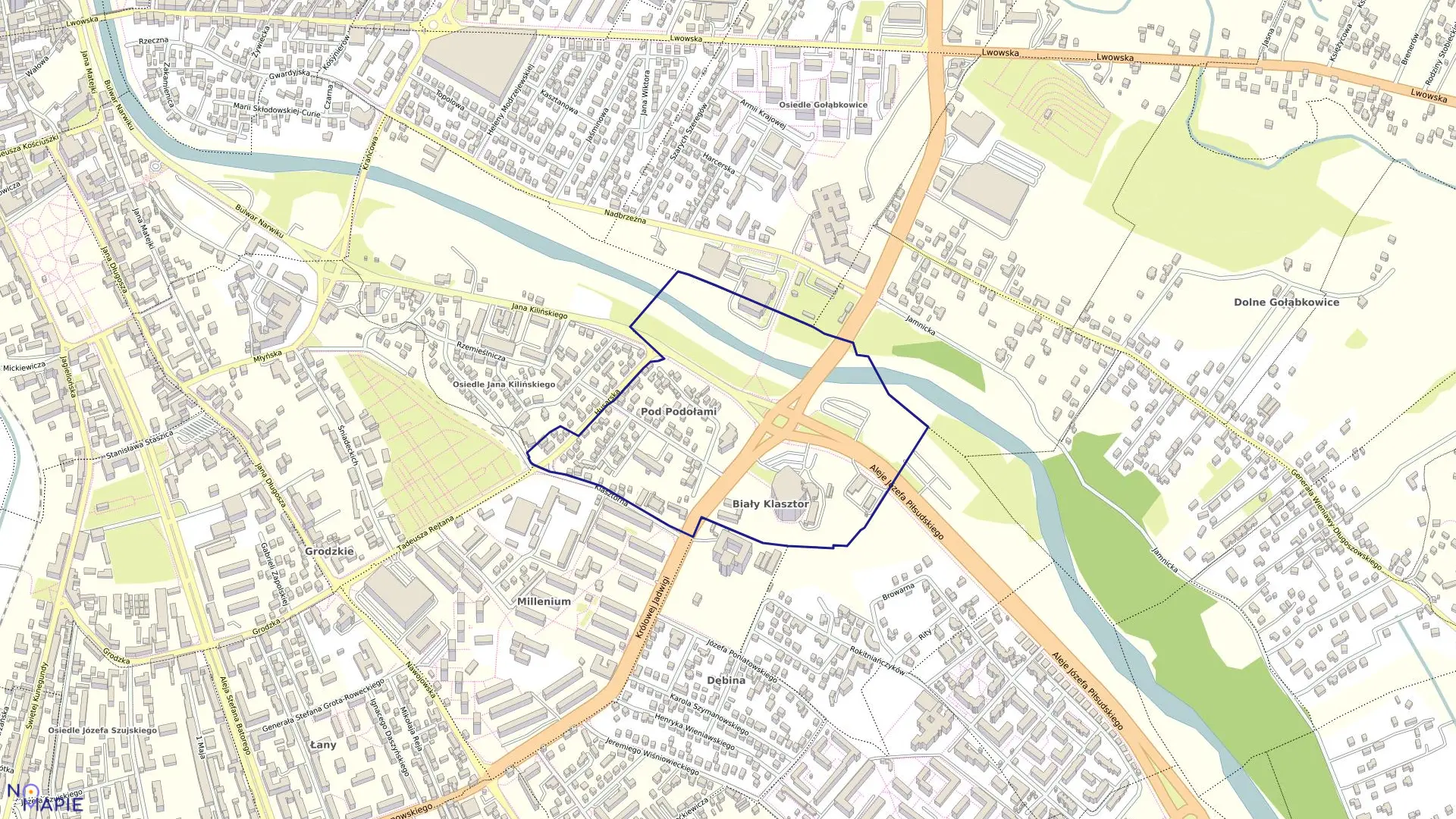 Mapa obrębu 071 w mieście Nowy Sącz