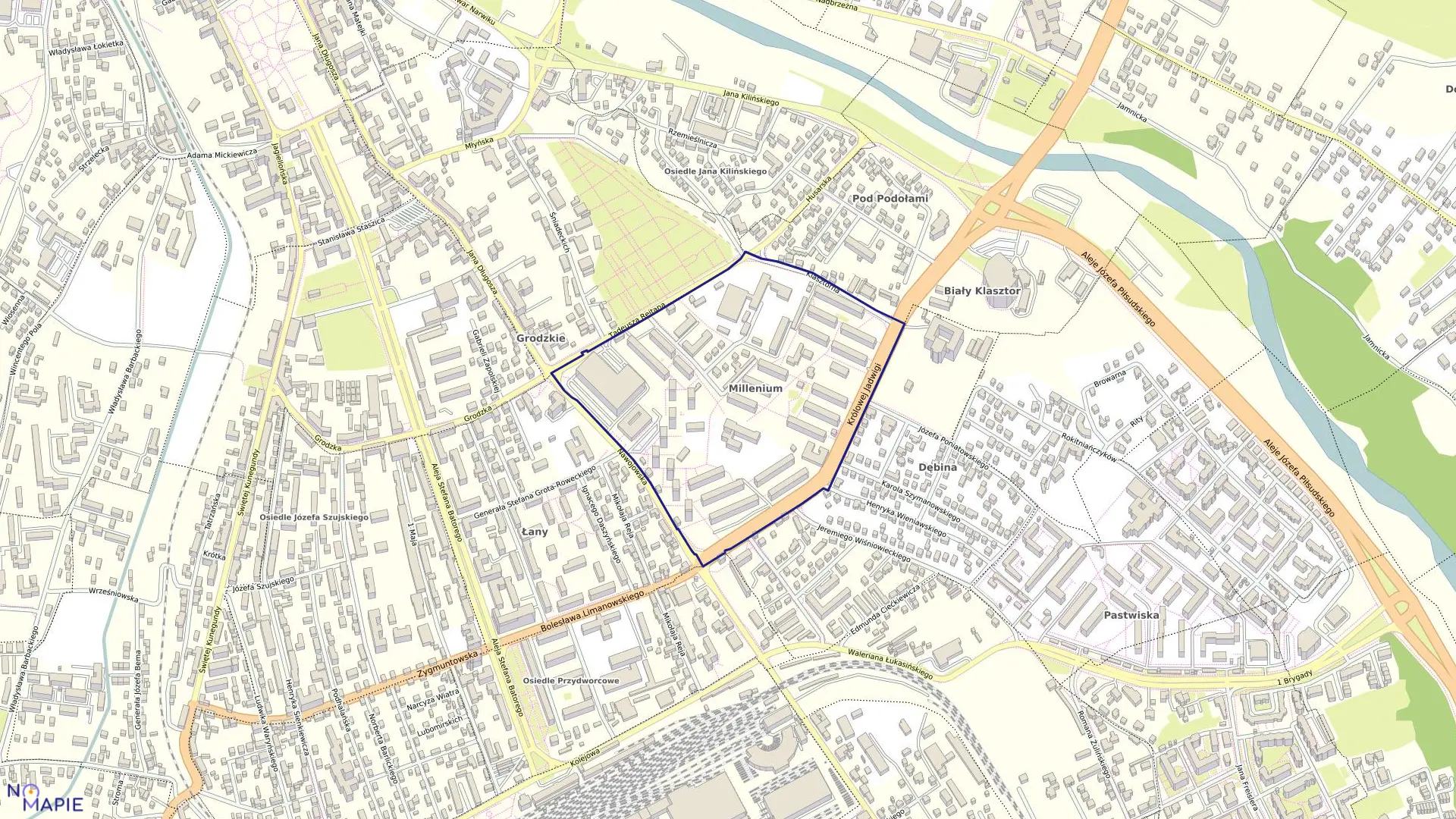 Mapa obrębu 072 w mieście Nowy Sącz