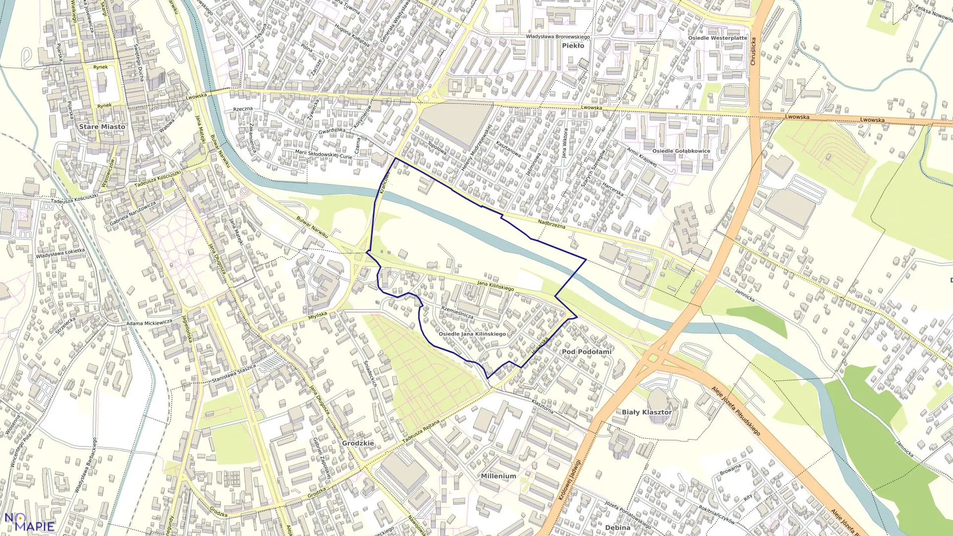 Mapa obrębu 074 w mieście Nowy Sącz