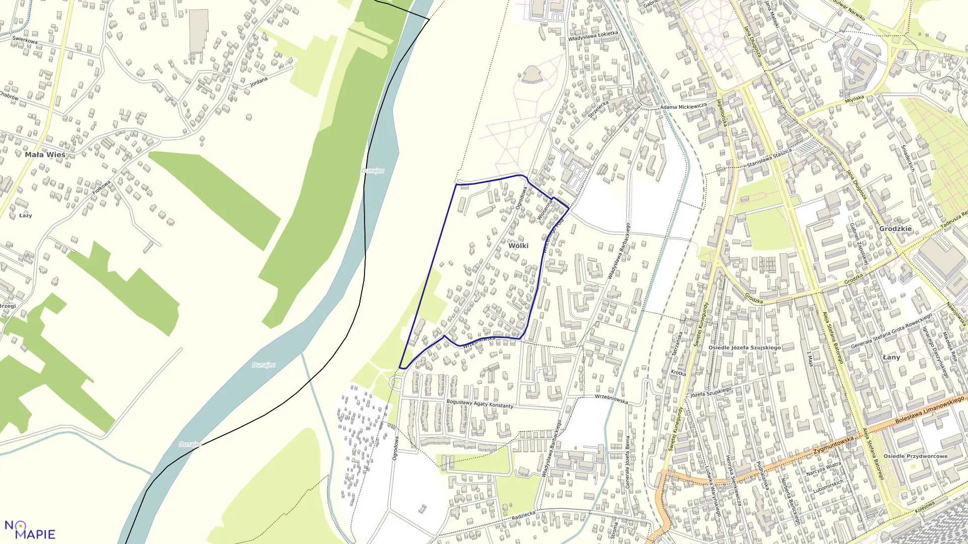 Mapa obrębu 078 w mieście Nowy Sącz