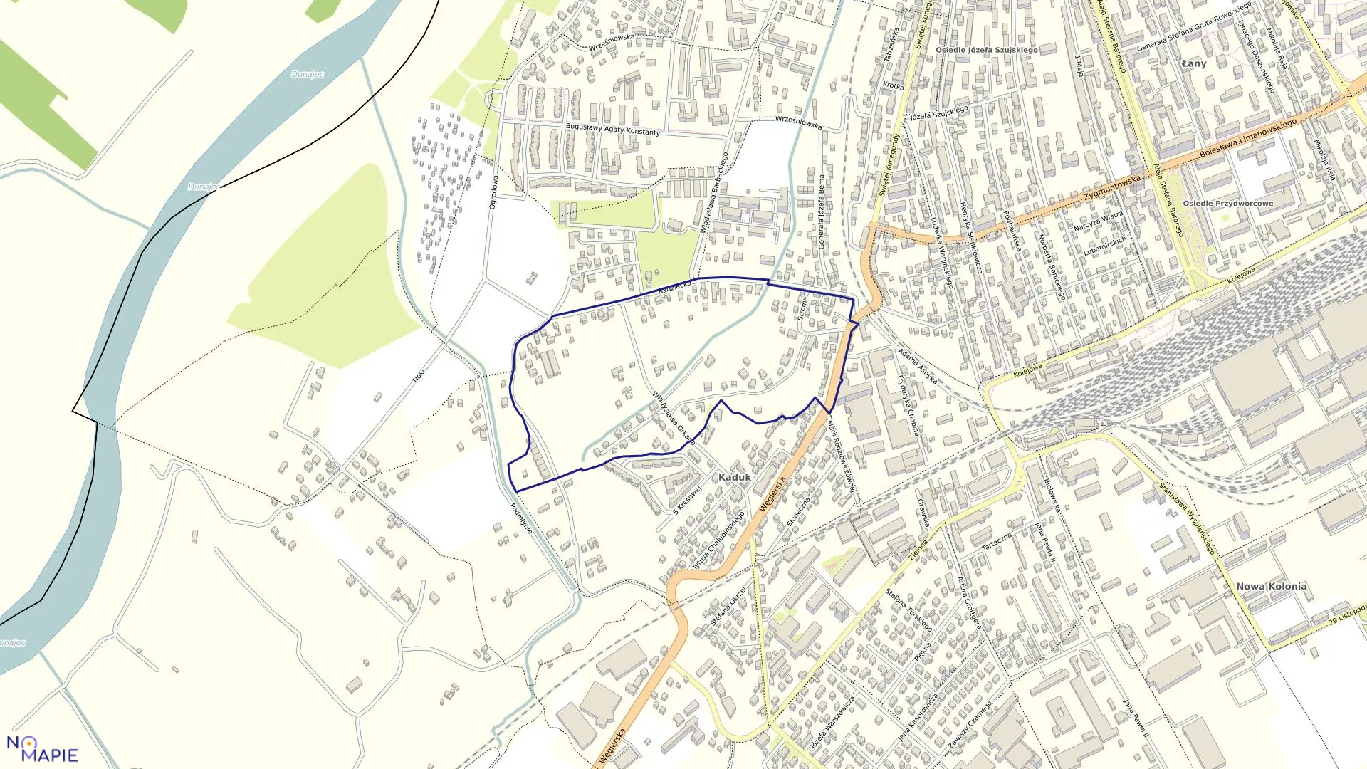 Mapa obrębu 085 w mieście Nowy Sącz