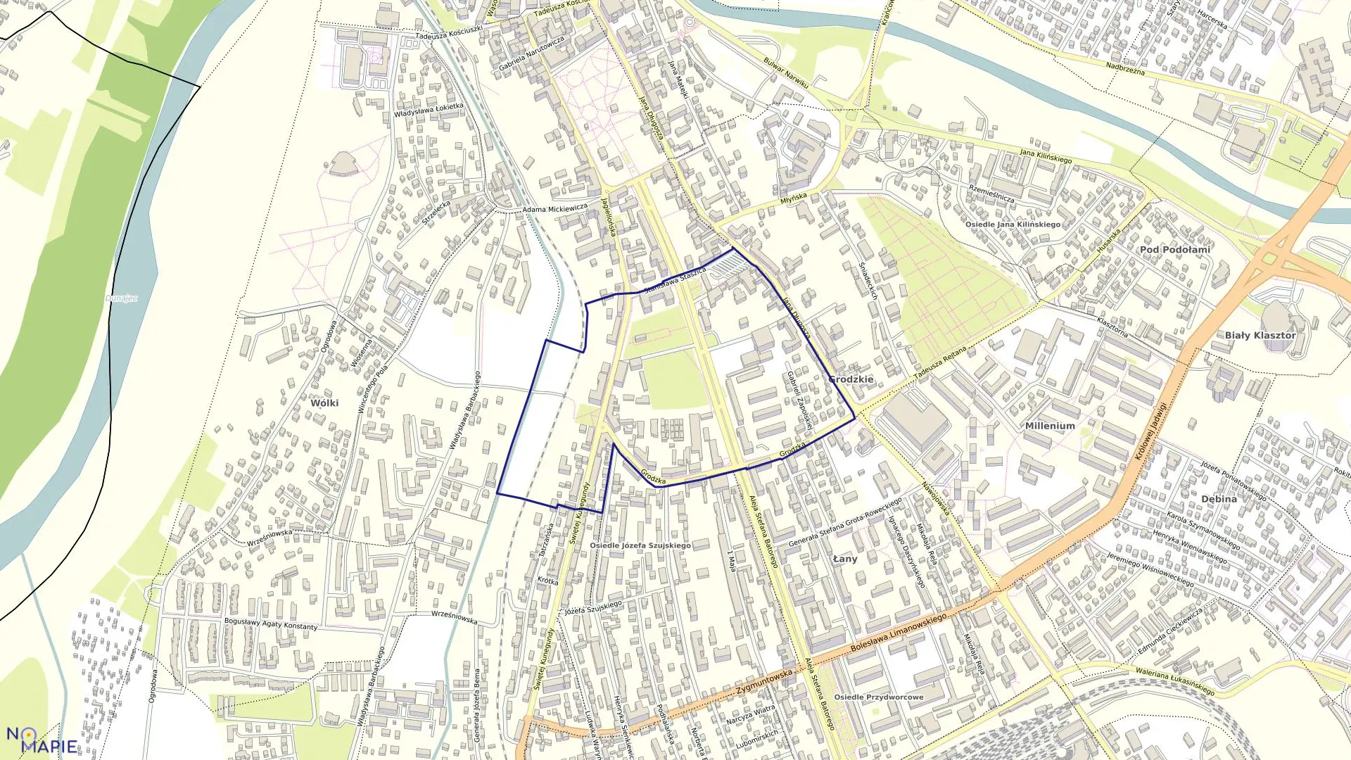 Mapa obrębu 088 w mieście Nowy Sącz