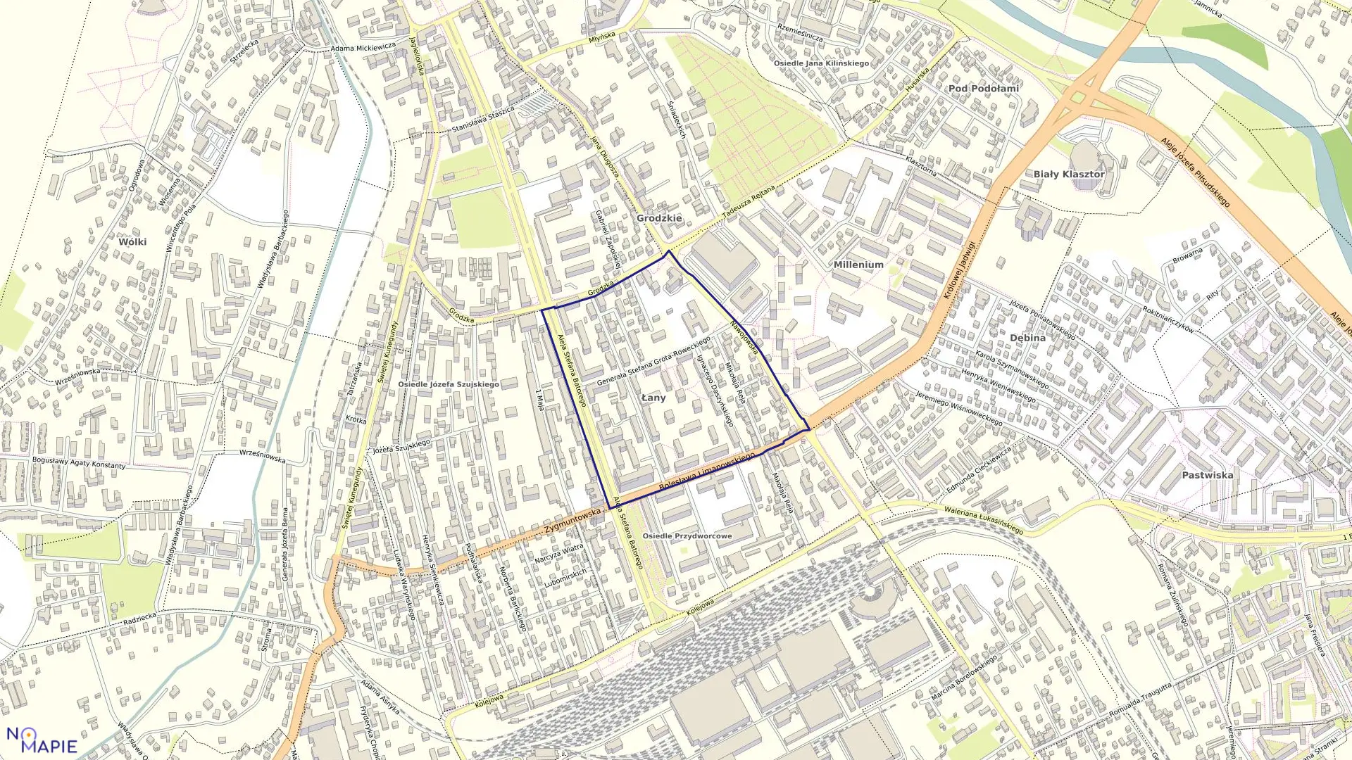 Mapa obrębu 090 w mieście Nowy Sącz