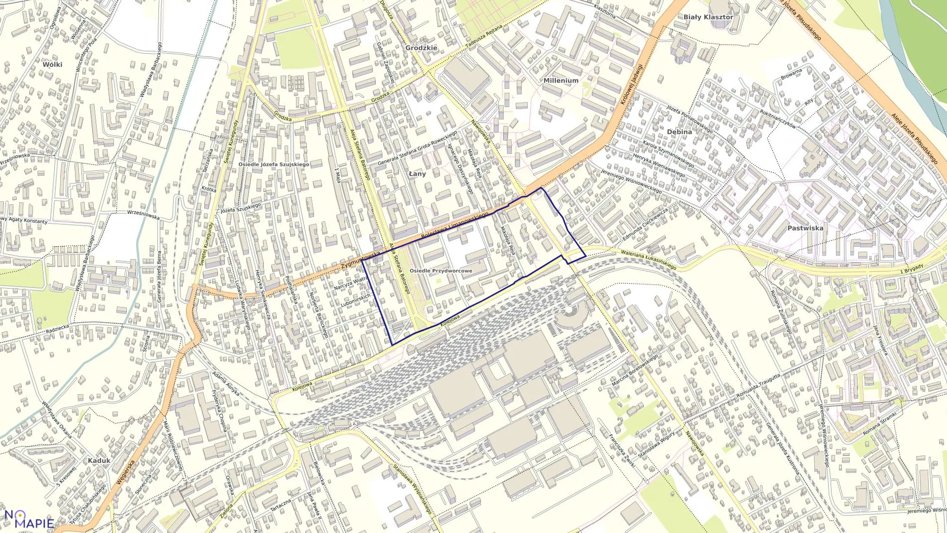 Mapa obrębu 091 w mieście Nowy Sącz