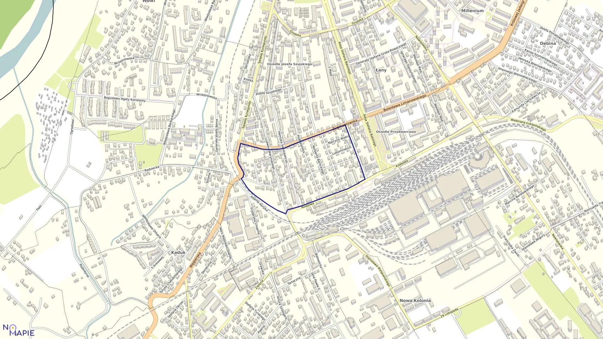 Mapa obrębu 092 w mieście Nowy Sącz