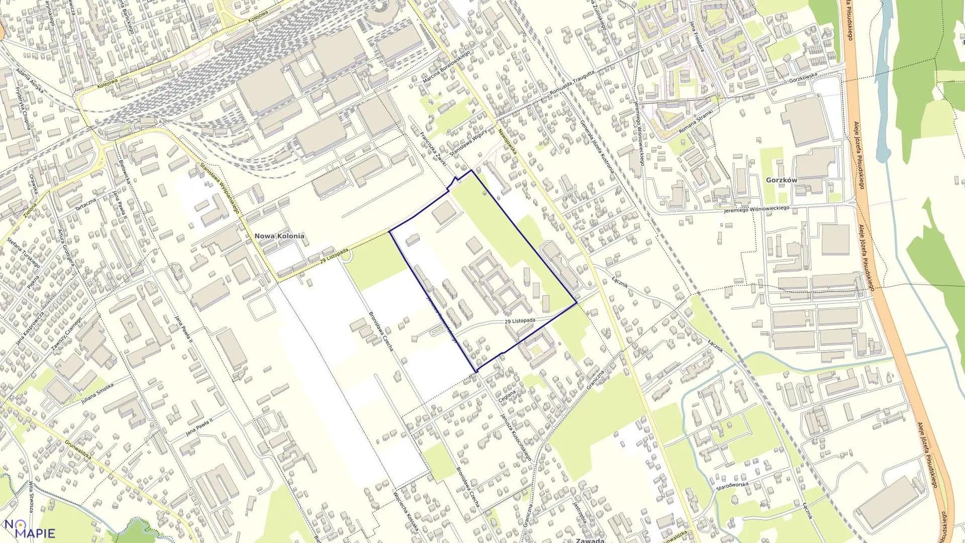 Mapa obrębu 096 w mieście Nowy Sącz