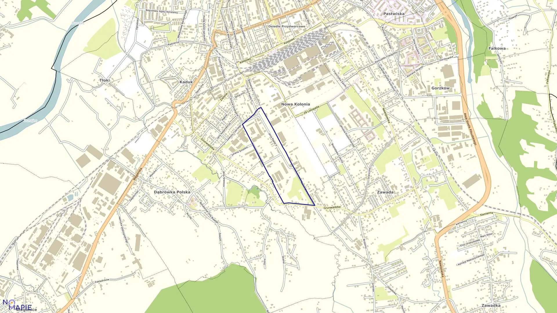 Mapa obrębu 103 w mieście Nowy Sącz