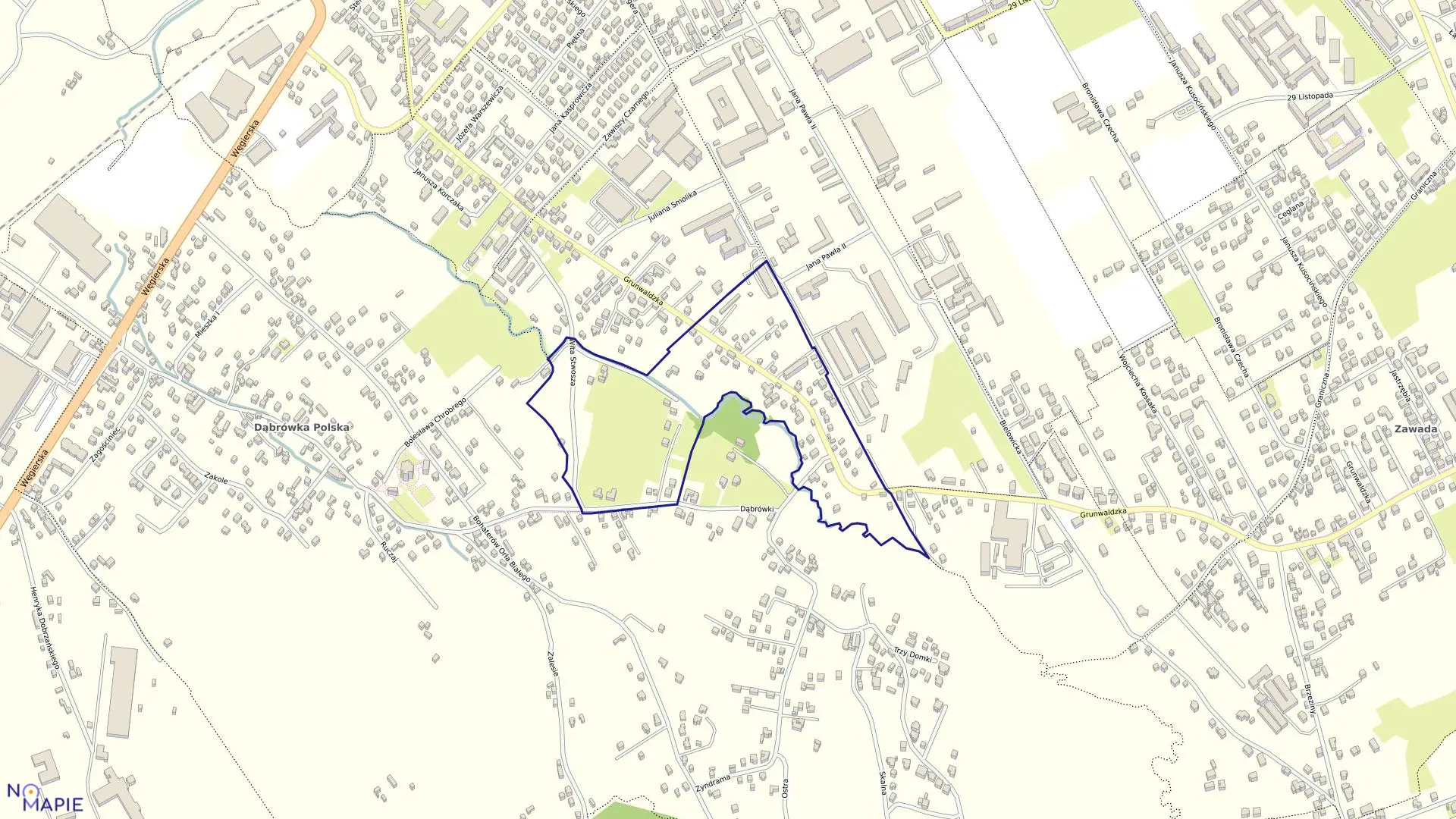 Mapa obrębu 104 w mieście Nowy Sącz