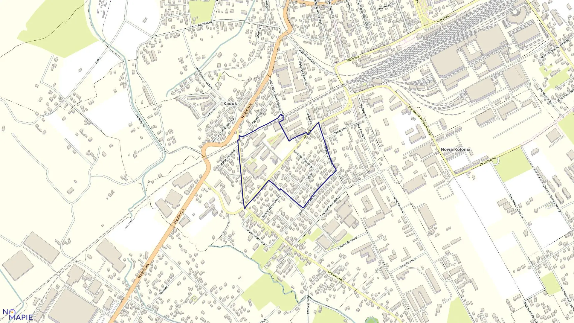 Mapa obrębu 107 w mieście Nowy Sącz