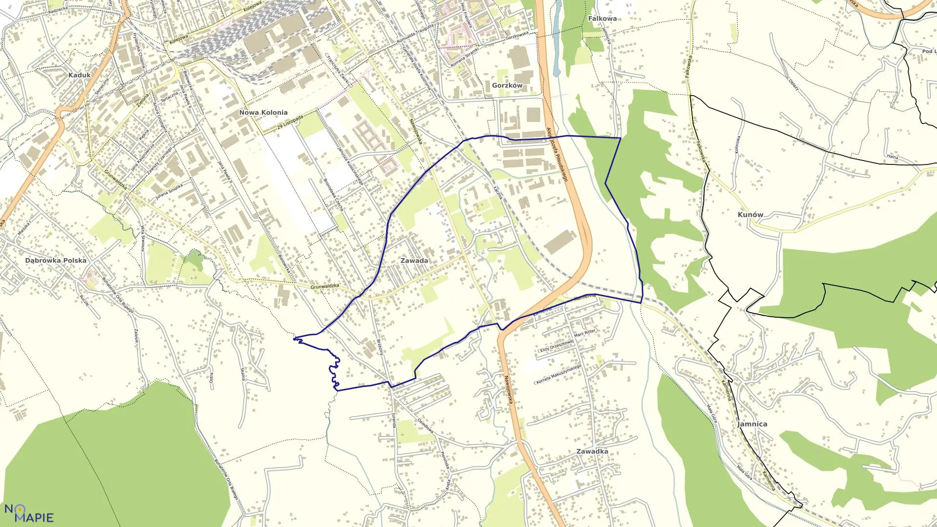 Mapa obrębu 110 w mieście Nowy Sącz