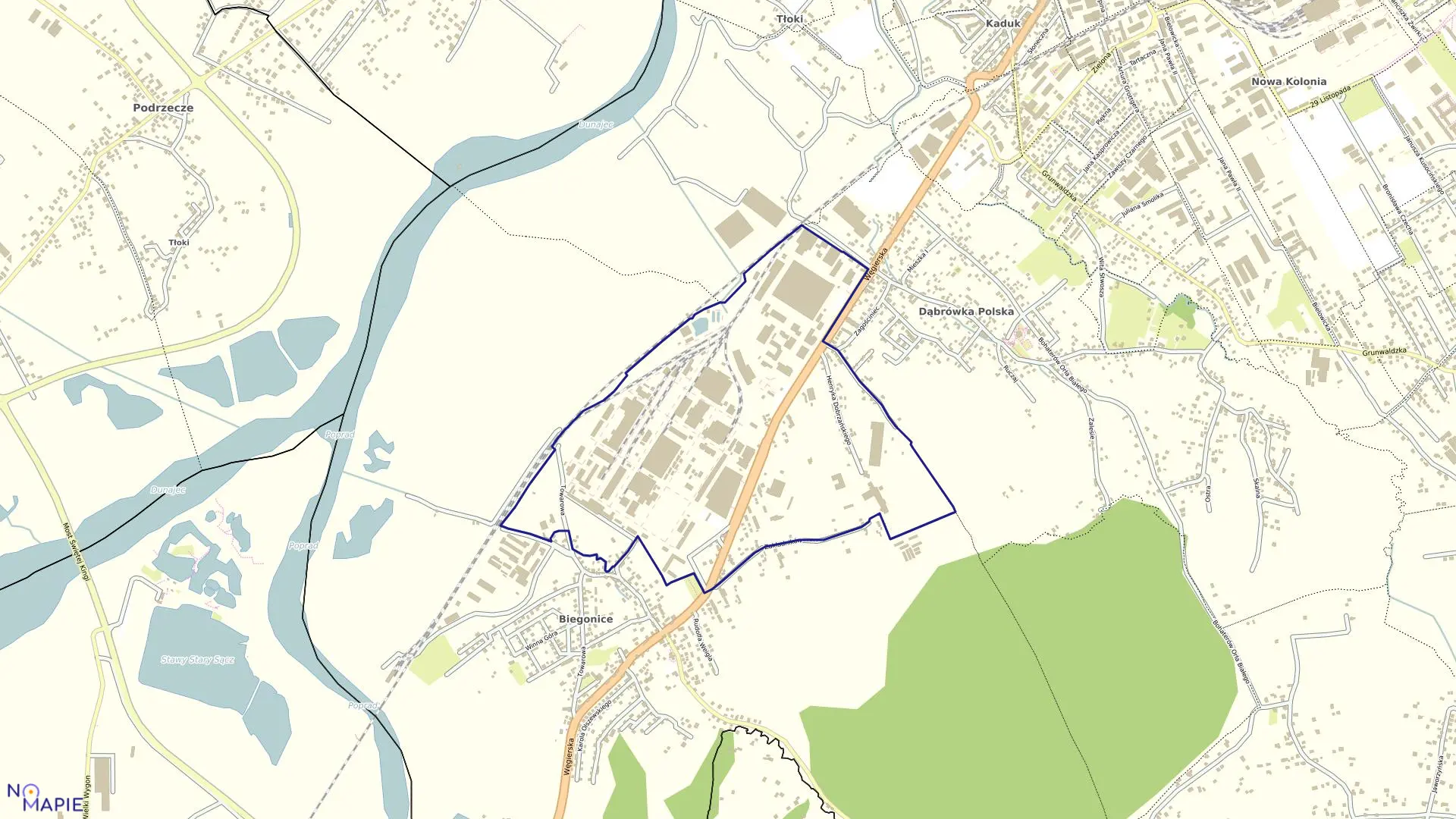 Mapa obrębu 111 w mieście Nowy Sącz