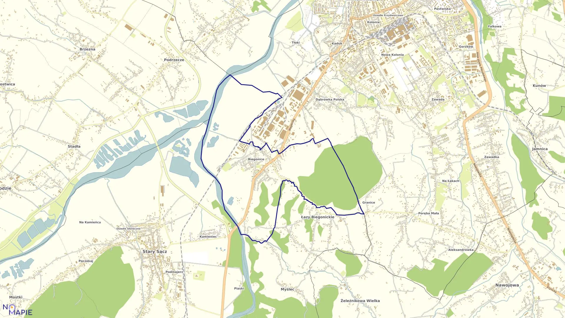 Mapa obrębu 113 w mieście Nowy Sącz