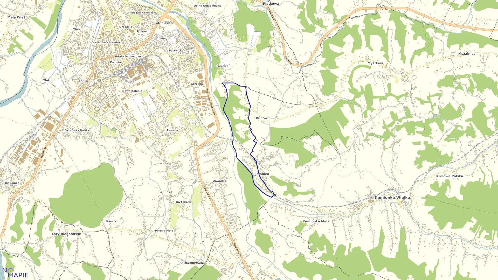 Mapa obrębu 117 w mieście Nowy Sącz